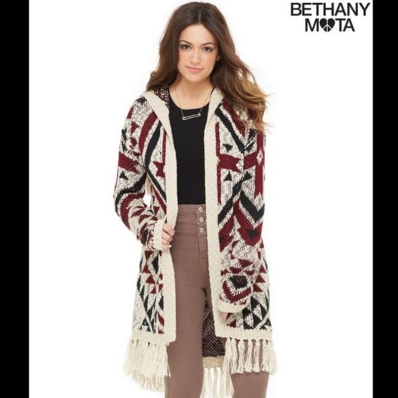 Bethany Mota Sweaters - LAST $ DROP!    Boho hooded heavy cardigan